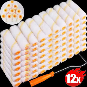 12/6x Mini Paint Roller Kits Portable Microfiber Roller Nap with Plastic Handle Home Wall DIY Painting Professional Repair Tools
