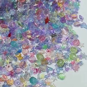 50Pcs/bag 3D Conch Shell Nail Charms Colorful Jellyfish Ocean Resin Translucent DIY Nail Art Decorations