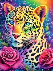 Huacan Diamond Painting Leopard Rose Diamond Mosaic Animal Flower New Collection Handmade Gift