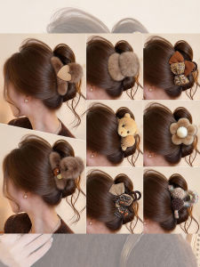 NING ZHOU | Hair Clip Faux Fur Shark Hair Clamp For Thin Hair Accessories