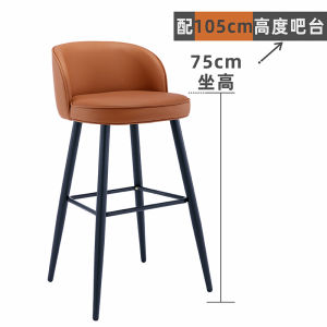 Modern Minimalist High-Back Bar Stool Home Island Bar Eyeglass Store Counter Chair Non-Rotatable Non-Elevatable Metal Stool