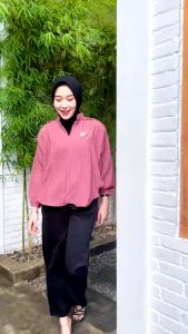 LIVIA BLOUSE LADY CRUSH KEMEJA WANITA OVERSIZE TERBARU