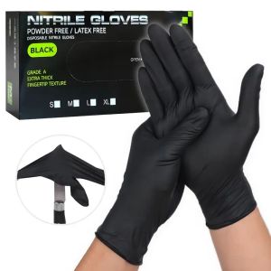 Black Nitrile Disposable Gloves 4mil Powder Free Durable Household Cleaning Gloves for Food Cooking Kitchen BBQ Mechanic Gloves