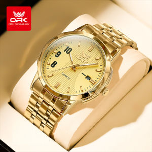 นาฬิกา OPK สำหรับผู้ชายของแท้ใหม่กันน้ำปฏิทินเรืองแสงสำหรับผู้ชายนาฬิกา ควอตซ์สแตนเลสสตีลสำหรับผู้ชาย