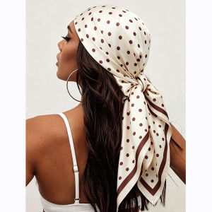 90Cm Nữ Mô Phỏng Lụa Vuông Khăn Chấm Bi In Hình Thời Trang Satin Khăn Quàng Cổ Khăn Choàng Quấn Hijab Đa Năng Người Lớn Phụ Kiện