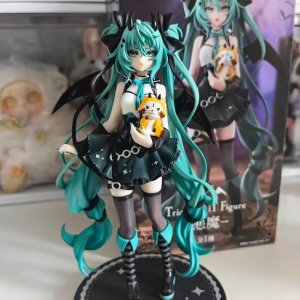 Bandai | Anime Hatsune Miku 19CM Little Devil Raccoon Action Figure Model Toys Cute Action Model PVC Collection Desktop Accessories Gift