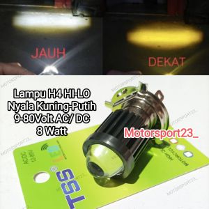 LAMPU UTAMA H4 PLUS KIPAS PENDINGIN LAMPU DEPAN MOTOR LED H4 LASER TSS AC DC 30 WATT/LAMPU UTAMA MOTOR H4 3 KAKI LASER LED SUPER TERANG/LAMPU PROJECTOR H4 LASER NYALA JAUH PUTIH DEKAT KUNING