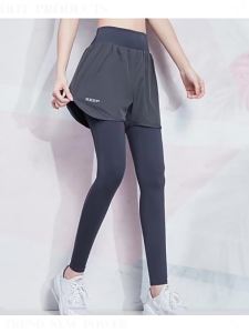 VM. เย็บแต่งหลอกสองชั้น เลกกิ้งกีฬาผู้หญิง  เย็บตีเกล็ด สีพื้น สไตล์สปอร์ต กางเกงวิ่ง   กางเกงออกกำลังกายขายาว