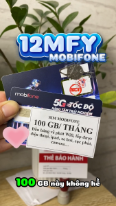 ( 1 Năm ) Sim 5G Mobifone Giá Rẻ - Gói 12MFY Có 100GB/tháng Data Tốc Độ Cao Dùng Mạng Thả Ga - Sóng Mobi Dùng Toàn Quốc Bảo Hành Lỗi 1 Đổi 1 . FREESHIP - CHƯA KÍCH HOẠT