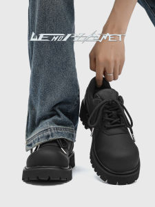 Mens Derby Shoes Thick Bottom Heightening Casual Leather Shoes Breathable round Toe Rubber Outsole Spring Summer Fashion