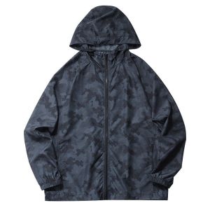 เสื้อแจ็คเก็ตกันแดดแบบบางระบายอากาศได้ดีสำหรับผู้ชาย ทรงหลวม แขนยาว ปกป้องผิวในช่วงฤดูร้อน ผ้าโพลีเอสเตอร์ แฟชั่น