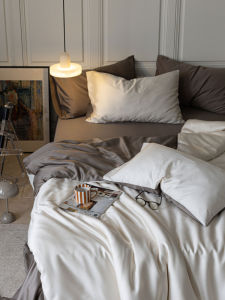 Luxurious Nordic Style Bedding Set Cool Sensation Light Blue Lyocell Pure Color Quilt Cover Sheet Three Or Four Piece Set