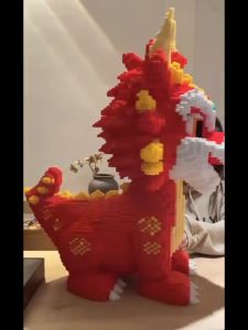 Bộ Mô Hình Đồ Chơi Lắp Ráp Xếp Hình 3D Cao Cấp Rồng Đỏ Kỳ Lân Chiều Dài Chiều Rộng 40cm--good life--vn