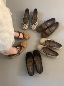 Retro Velvet Leopard Print Mary Jane Ballet Flats New 2026 Style