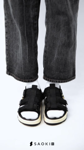 SAOKI - Sandal Slop Pria Traveling Sendal Semi Tracking Wanita Slip On Gemini Black