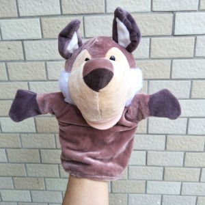 brown wolf animals hand puppet children stuffed plush toy
