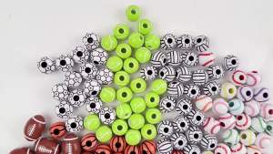 10-18mm Acrylic Football Rugby Basketball Volleyball Loose Bead Bracelet Beads DIY Accessories Ball Beads All Mixed