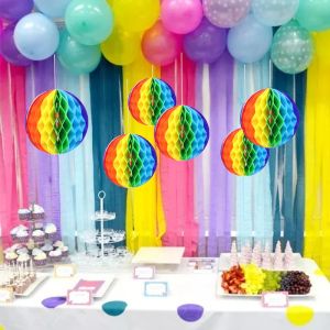 15/20/25/30cm Color Honeycomb Paper Flower Ball Rainbow Paper Balls Decorative Paper Lantern Balls Wedding Birthday Baby Shower