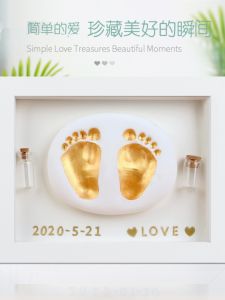 Baby Hand And Foot Print Clay Memorial Gift for Children Newborn One Hundred Days Moon Cake Toy for Infants Baby Keepsakes