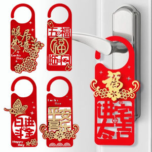 YESPERY Red Flocking Blessing Spring Festival Bonsai Hanging Pendant/ Chinese New Year Home Door Handle Decoration Supplies
