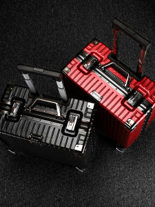 18-Inch Carry-On Suitcase Password-Free Pullman Double-Lock Hardshell Fashionable Travel Bag for Youth ABS+PC Material