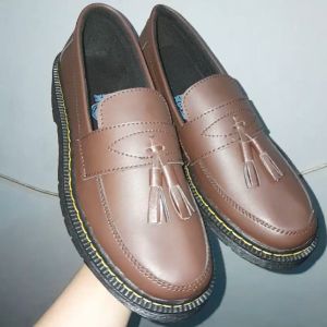 Sepatu Slip On Loafers Docmart Coklat Pria Kulit Sintetic PU Premium Pantofel Slop Docmart