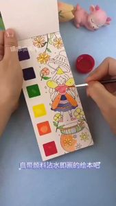 TAIYO DIY Pocket Painting Book 2in1: Buku Gambar Anak Watercolor 12 & 20 Lembar Mewarnai Free Kuas