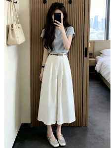 Shalldoer | Slim Stylish Summer Womens Suit T-Shirt A-Line Skirt