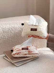Colorful Woolen Cloth Tissue Box Cover Retro Mixed Color Home Desktop Decoration Creamy Color Table Napkin Sleeve Organizer
