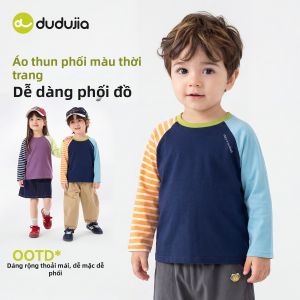 DUDUJIA | Áo Thun Tay Dài Màu Khối Cho Trẻ Em Mùa Thu
