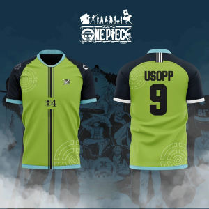 Bandai | 2026 One Piece Anime USOPP NO.9 3D Print Football Jersey for Mens Tshirt Summer Sports Shirt Casual Tees Kids/Adult Tops Y2K