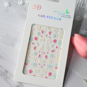 1Pcs 5D Embossed White Flower Nail Art Sticker Elegant Carved Petals Nail Decals Spring Florals Self-Adhesive Manicure Sliders 1