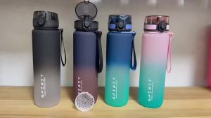 500ML/650ML/750ML/1000ML Sports Water Bottle Motivational Leak Proof Portable Reusable Plastic Cups Outdoor Travel Gym Jugs