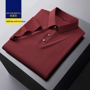 Zuogeeya | Business Ice Silk Short Sleeve Polo Shirt for Plus Size Men