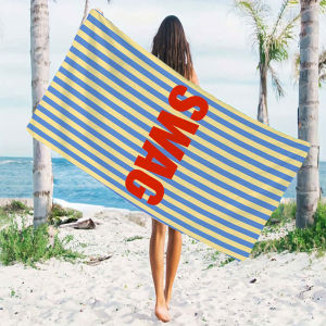 BILIBILI | Blue Yellow Stripe Beach Towels Ultra Lightweight Quick Drying Super Absorbent Summer Essential Fast-Drying Towel for Beach
