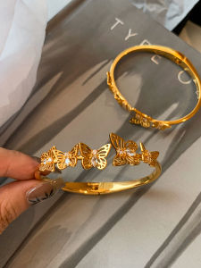 2025 New Metal Color Hollow out Simulated Butterfly Embedded Diamond Open Hand Bracelet Women Luxury Small Niche Elegant High Hand Jewelry