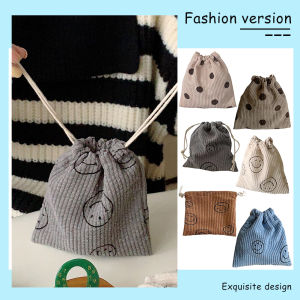 MOJOYCE Vải Nhung Kẻ Túi Trang Điểm In Họa Tiết Retro Túi Đựng Đồ Vệ Sinh Cá Nhân Đơn Giản Thanh Lịch Đa Chức Năng Mềm Mại Thường Ngày Xách Tay Cho Kỳ Nghỉ Cuối Tuần