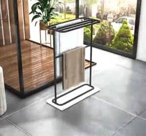 Nordic Towel Rack Bathroom Storage Rack Standing Towel Shelf Iron Storage Rack Balcony Towel Rack