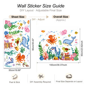 Underwater Ocean Creatures Wall Decal for Children Sea Animals Sticker Kids Bedroom and Nursery Decor DIY & Removable