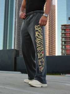 JIANSHENSHIJIAJIANSHEN | Loose Printed Outdoor Leisure Straight Leg Wide Pants
