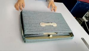 [Morilins Home] Collapsible Storage Organization Box - Rigid Linen Fabric Storage with Cover & Leather Handle - Perfect for Space-Saving Storage Solutions