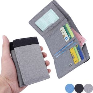 Ví Nam Gấp Ba Bằng Vải Canvas Màu Trơn Mỏng Đa Năng Kiểu Dáng Cổ Điển Có Ngăn Đựng Tiền Xu Và Ngăn Đựng Thẻ Bên Trong