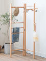 Corner Foldable Clothes Hanger Bedroom Simple Modern Style Elm Wood Coat Rack Home Use Wooden Shelf Adult Suitable Furniture. 