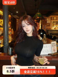 Slim Fit mid Sleeve T-Shirt High Collar Body Shaping Top Womens Fashion Commute Style Pure Color Summer Wear Chinese Brand