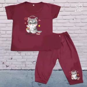 Setelan Baju Anak Perempuan Usia 1-8 Tahun Lengan Pendek Enjoy Yourself