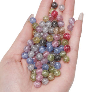 10/20pcs 8/10mm Resin Colored Silver Powder Round Beads Loose Spacer Beads For Handmade Bracelet Necklace Earring Keychain DIY Craft Jewelry Making