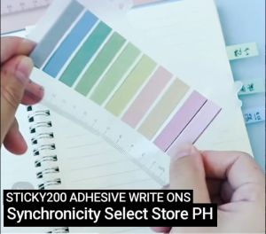 STICKY200 Adhesive Write-Ons - (1 Set = 200 Strips in 10 Colors) with Ruler Slide Sticky Tabs Notes Index Tabs Page Markers Memo Pad Stickers Notepad for Book Annotation Office & School Supplies