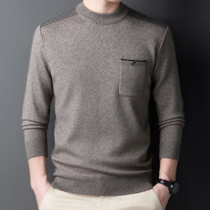 Thickened Pure Woolen Casual Sweater for Middle-Aged Men Business Casual Winter Clothes Red Wine Color TUCANO Brand Knittedwear