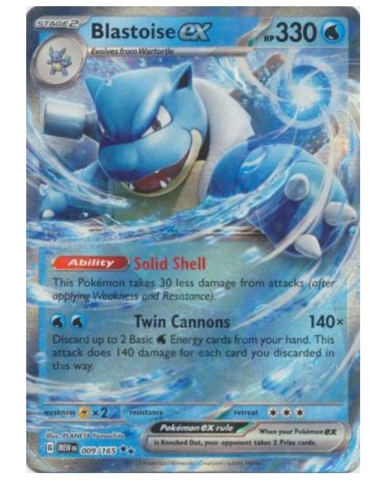 Pokemon Cards - Blastoise ex - 009/165 - Ultra Rare Scarlet & Violet ...