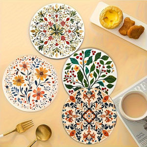 4-piece set - wooden placemat anti slip and heat-resistant desktop protection dining table decoration restaurant gift